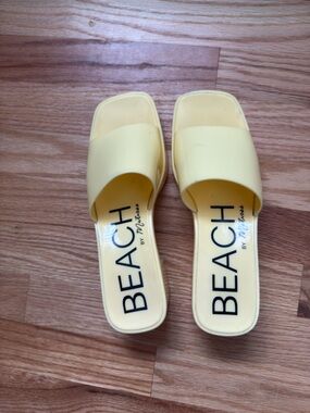 BEACH by Matisse Yellow Block Heel Slide Sandals